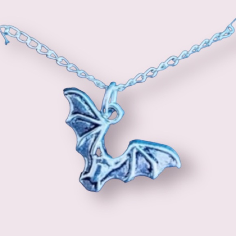 Silver Bat Charm Necklace